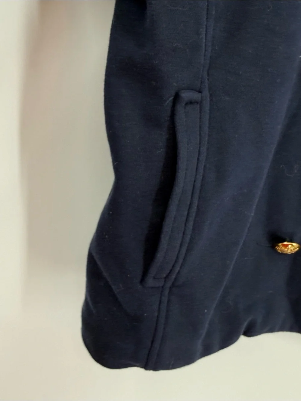 Lauren Ralph Lauren Navy Blue Knit Double Breasted Gold Crest Button Jacket L